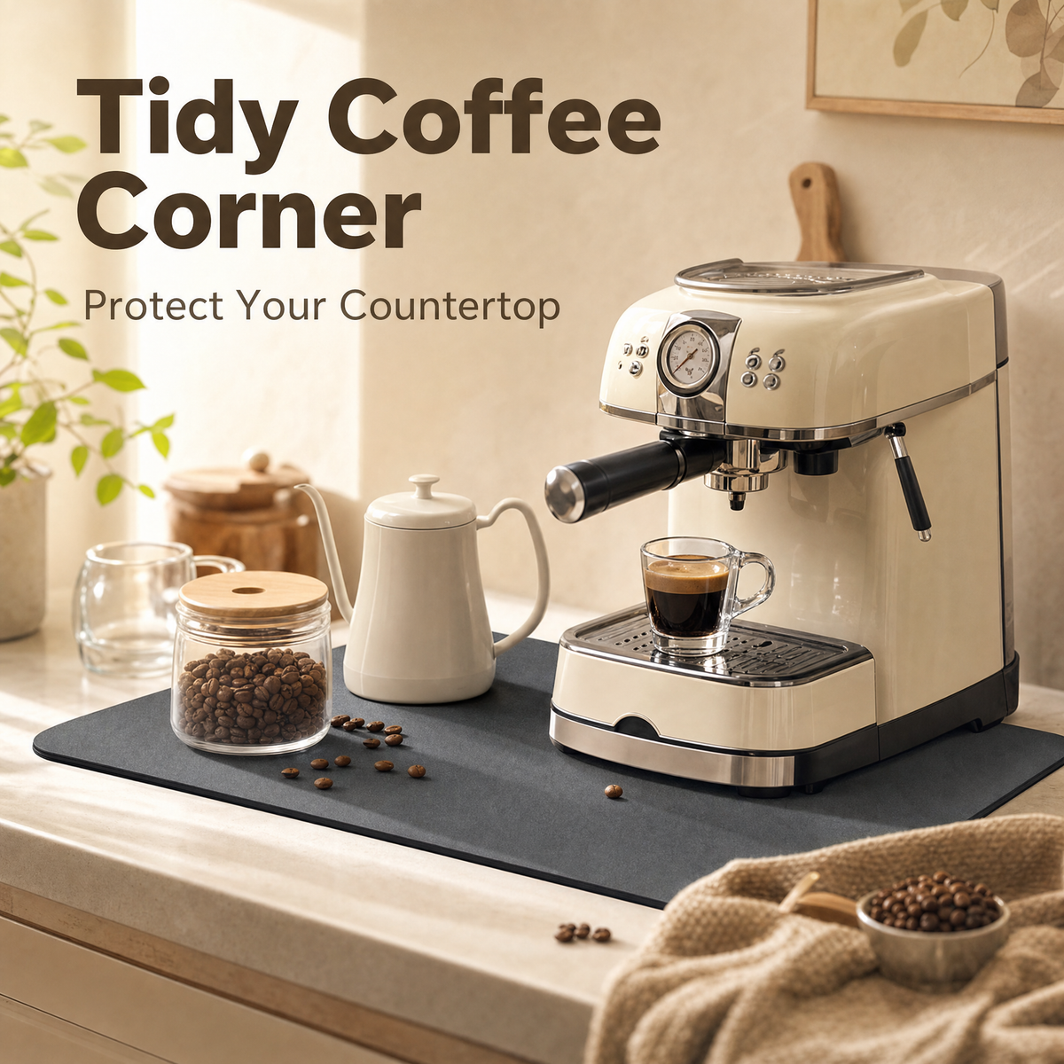 Absorbent Coffee Bar Mat for Countertop