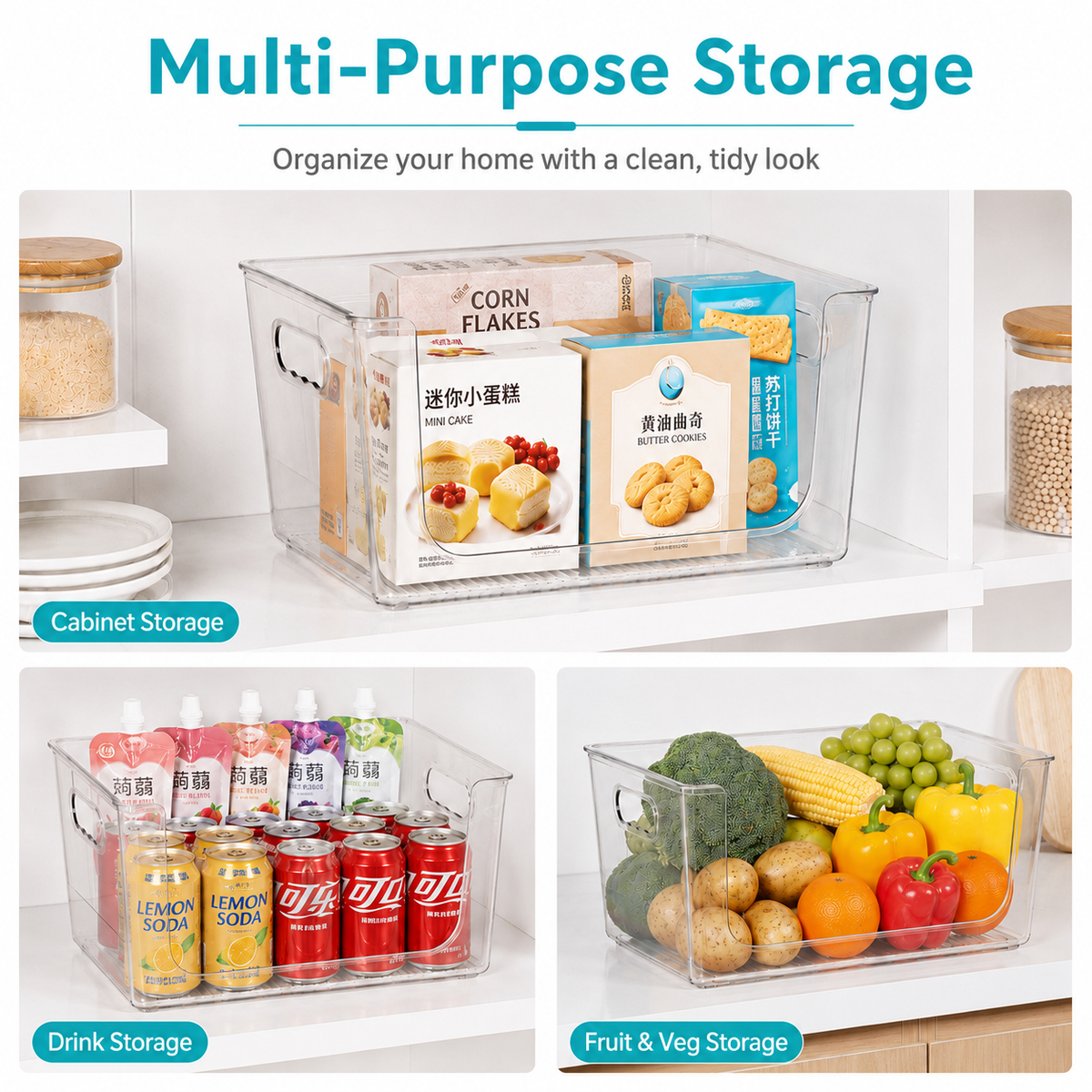 Clear Stackable Storage Bin with Open Front