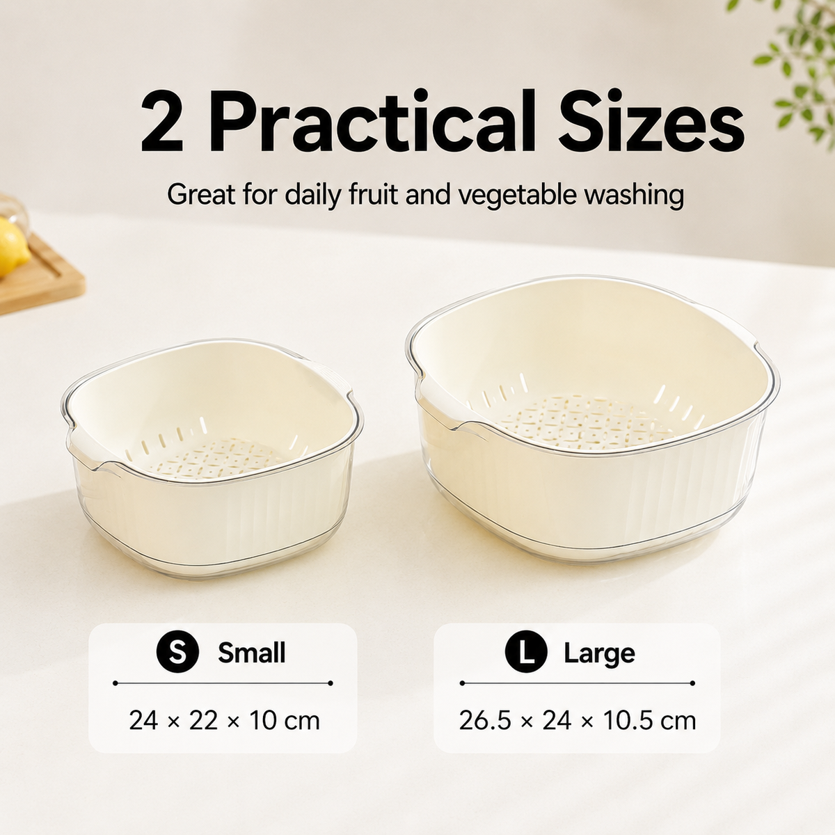 2-in-1 Double-Layer Fruit & Vegetable Drain Basket