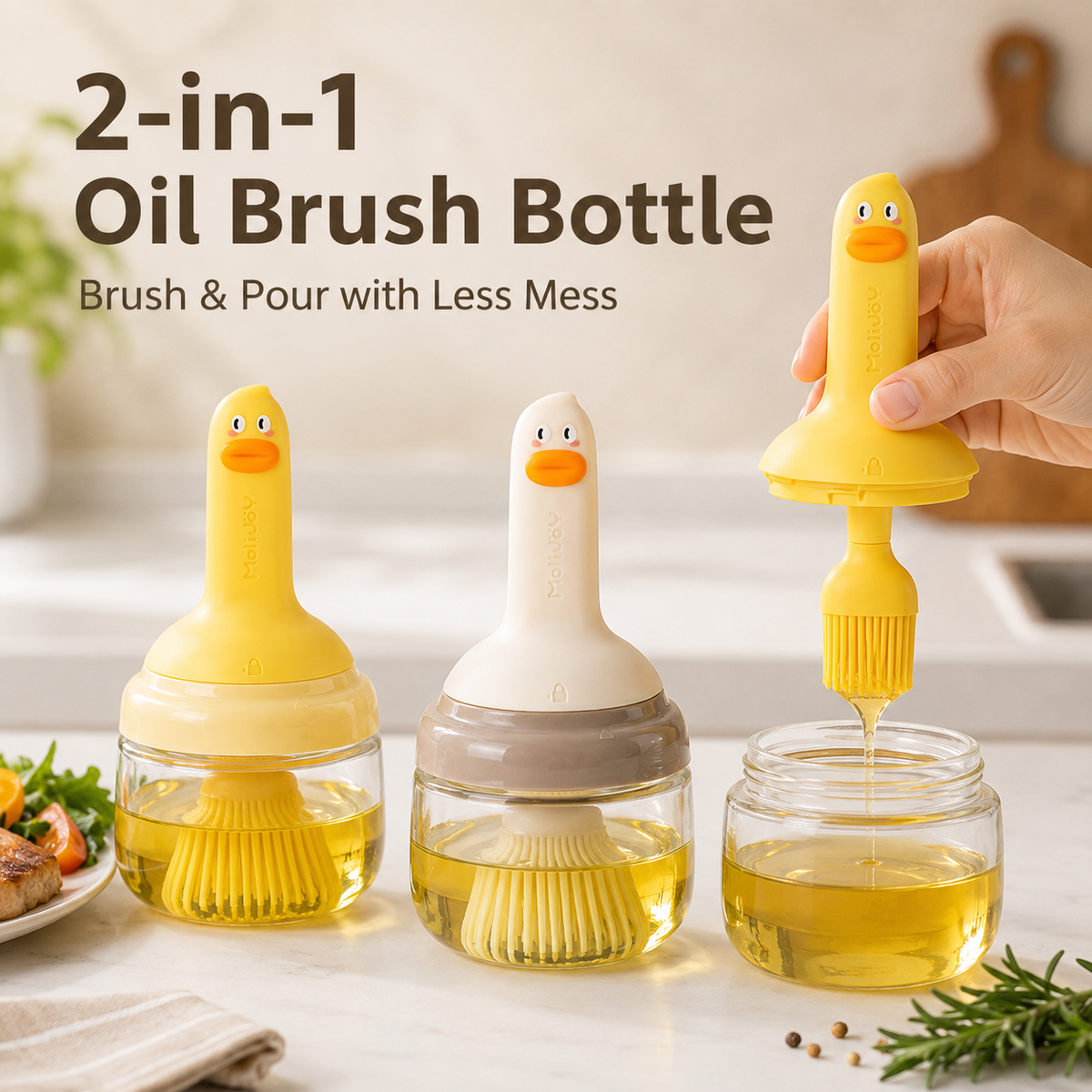 2-in-1 Oil Dispenser Bottle with Silicone Basting Brush