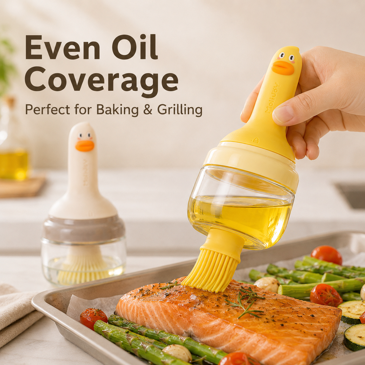 2-in-1 Oil Dispenser Bottle with Silicone Basting Brush