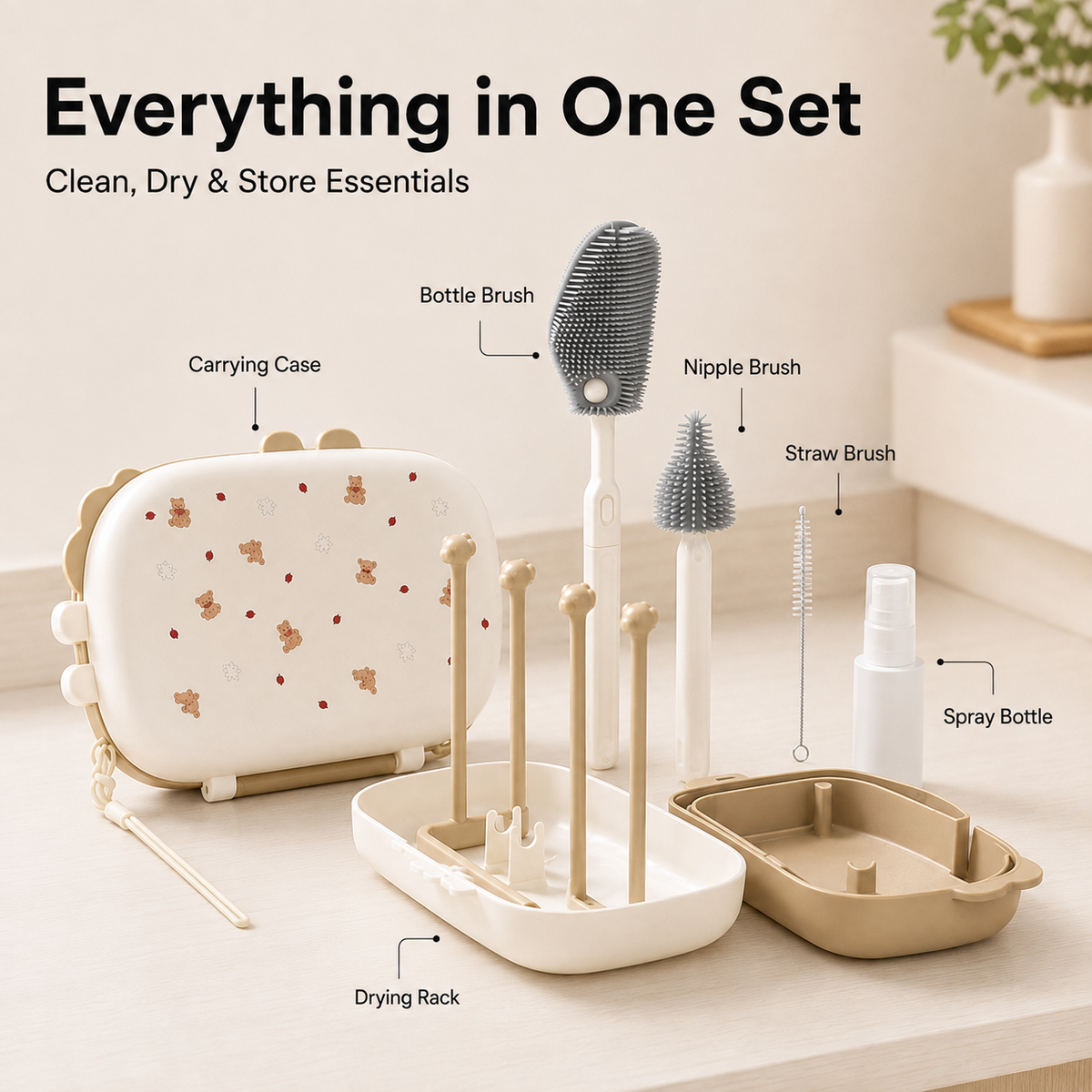 6-Piece Portable Baby Bottle Cleaning Set