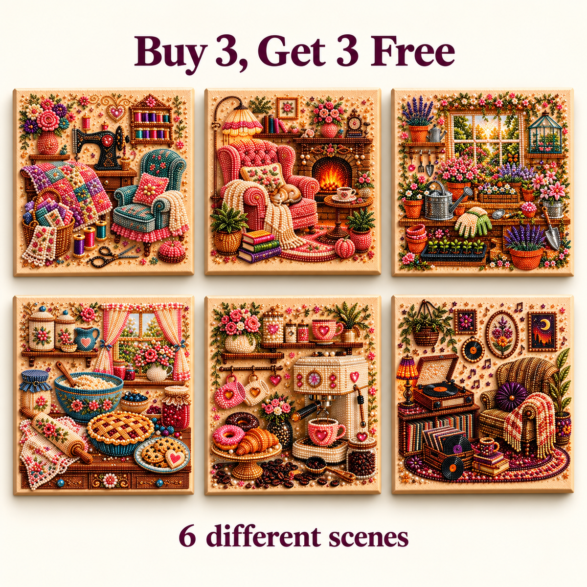 Cozy Hobby Rooms 3D Diamond Art Kit