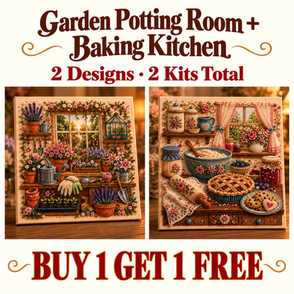 Garden Potting Room and Country Baking Kitchen: two different canvas kits, one of each, no frames