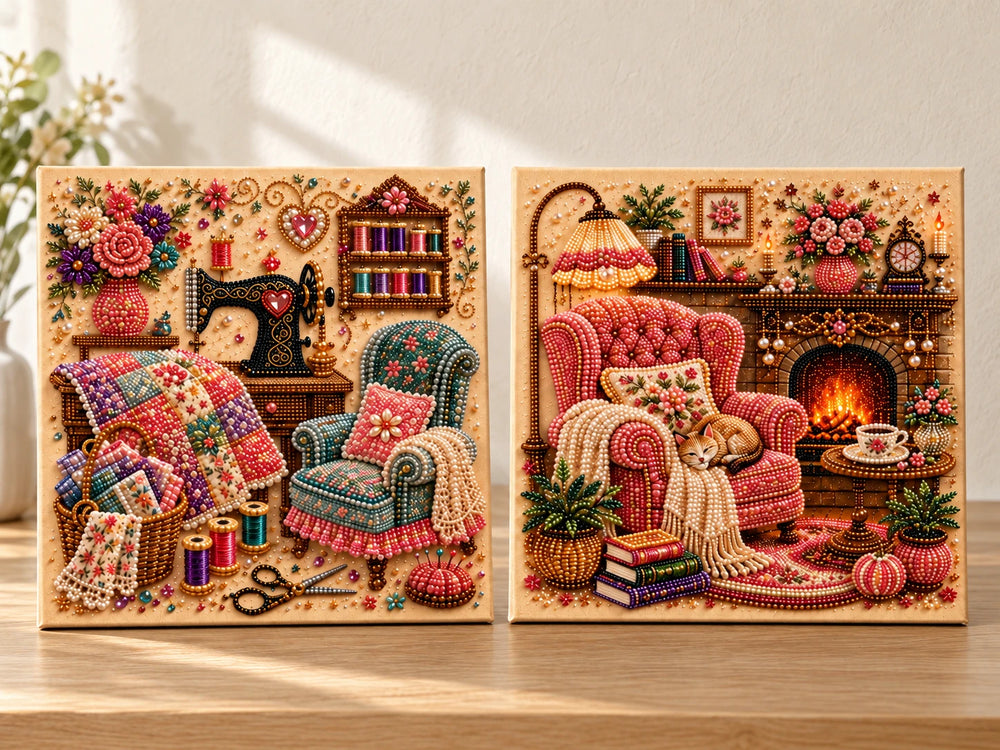 Cozy Sewing Room + Fireside Reading Nook