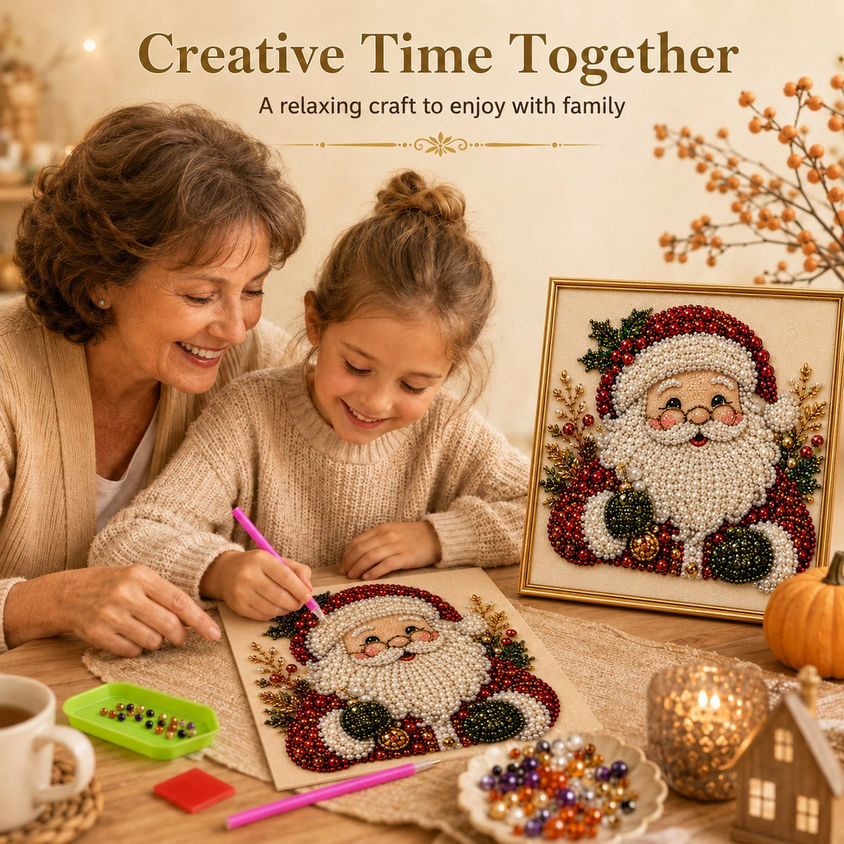 Christmas pearl canvas craft activity