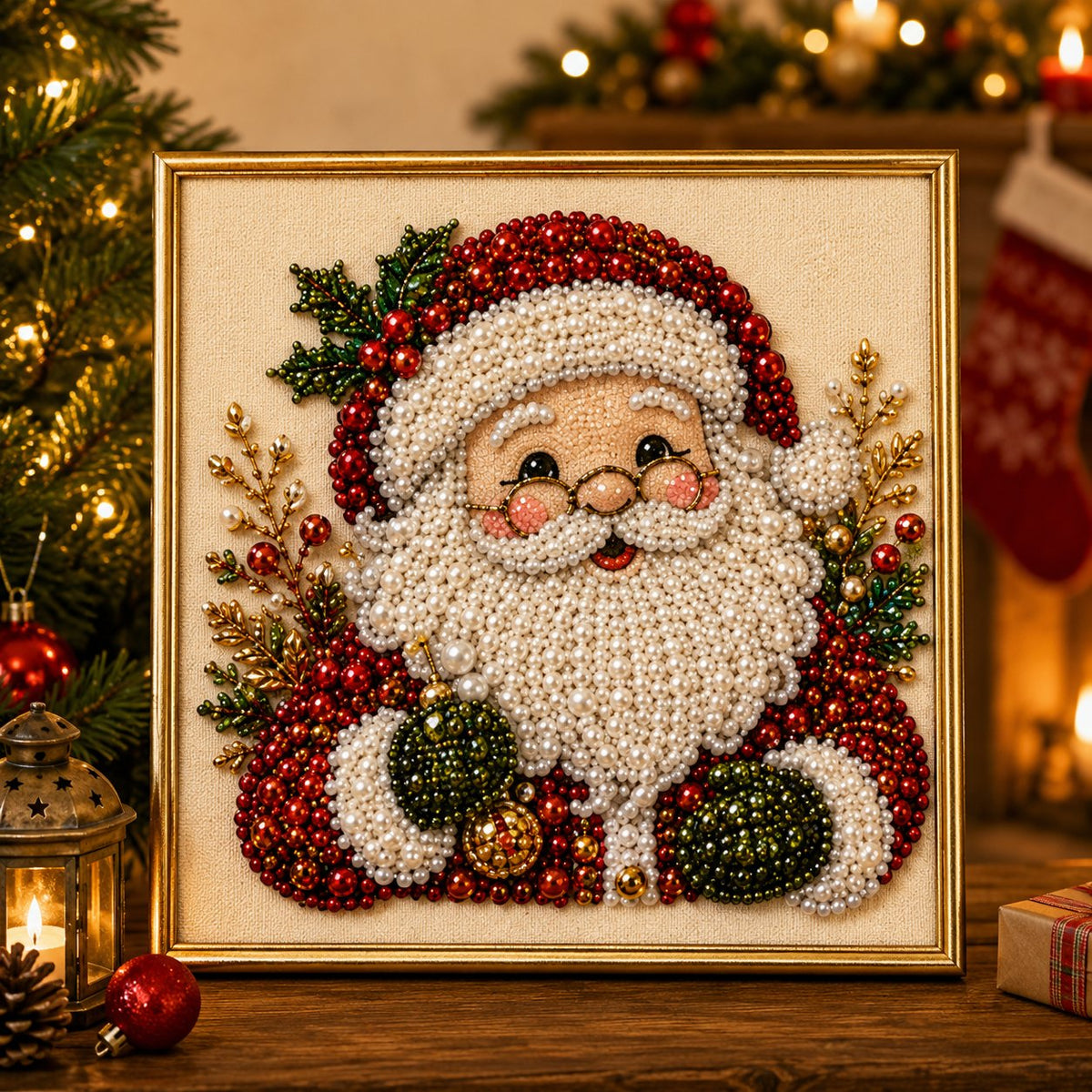 Pearl Santa framed canvas kit