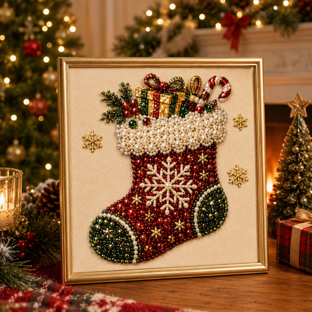 Merry Stocking framed canvas kit
