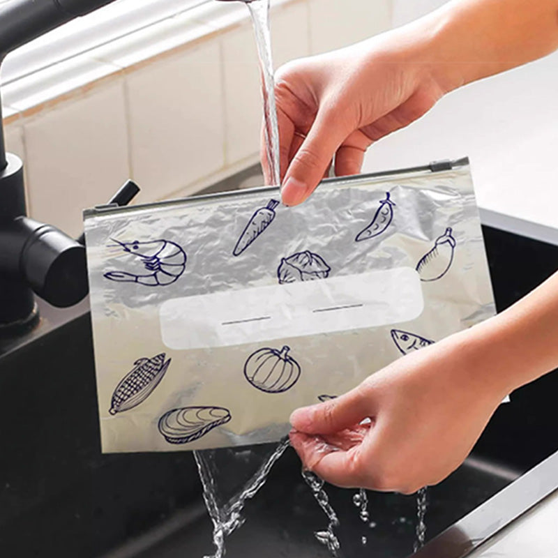 🥳💞Reusable Aluminum Foil Bags| Stand-Up Airtight Zip Lock Pouches for Ultimate Food Freshness & Meal Prep🥩✨
